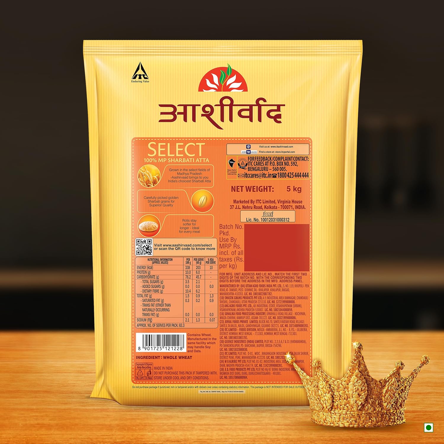 Aashirvaad Select Sharbati Atta, 5 kg, Premium 100% MP Sharbati Wheat Atta for softer rotis - Image 2